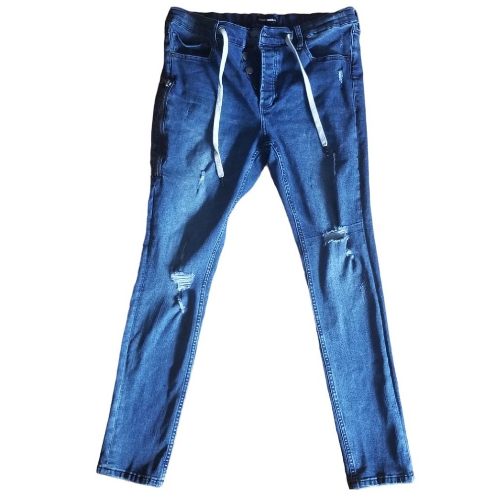 NWOT | Fashion Nova Men's Jeans | Medium Wash | Distressed | Ripped | Size: 36